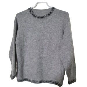 Wool blend crew neck long sleeve sweater